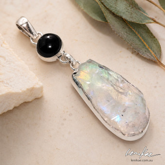 Emerging Light | Black Onyx & Titanium Aura Quartz Pendant