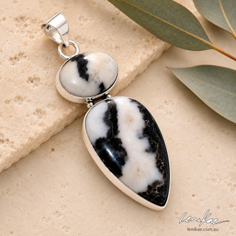 Zebra Jasper silver plated pendant