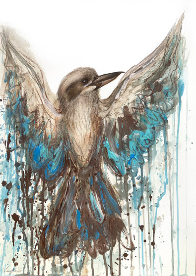 Blue Winged Kookaburra Spirit (42 x 59.4cm)