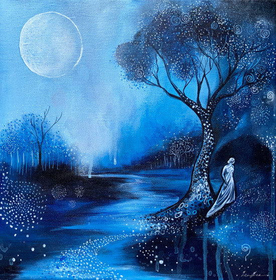 River of Moonlight Dreams (34 x 34cm, framed)