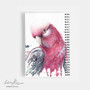 Blank page creative journal and notebook, featuring Australian Galah art by Leni Kae artist.