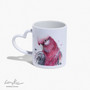 Heart handle ceramic mug, featuring Australian Galah art by Leni Kae artist.