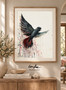 Original Red-tailed Black Cockatoo painting titled Wings of Freedom by Australian artist Leni Kae, depicting a black cockatoo in flight with wings outstretched.