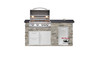 Left-Grill Option. Upgraded Appliances w/ American Mist Polished granite counter & Silver Travertine stone sides