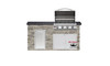 Right-Grill Option. Standard Appliances w/ American Mist Polished granite counter & Silver Travertine stone sides