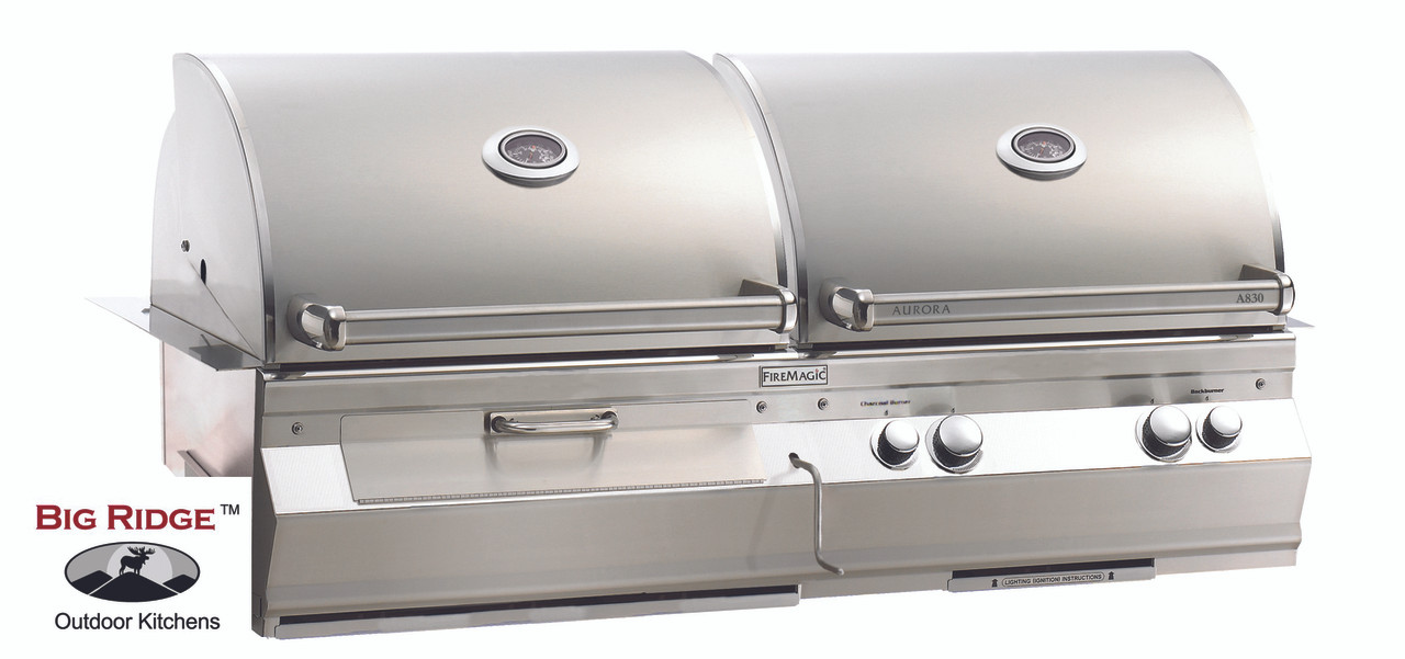 Fire Magic A830i 6ean Cb Aurora Built In Gas And Charcoal Combo Grill With Rotisserie Back Burner Grill Light Bigridgeoutdoorkitchens Com