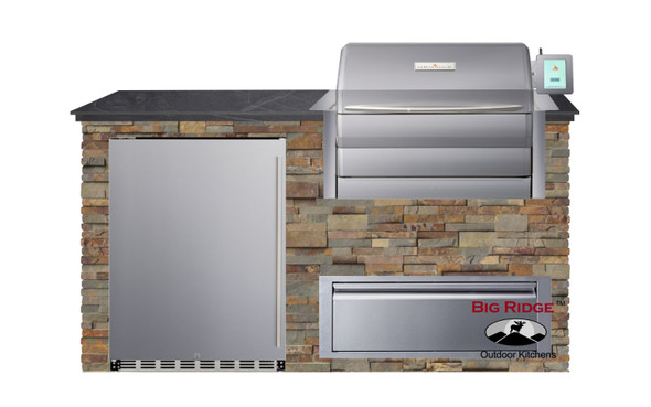 Right Grill w/ American Mist Polished granite counter & Gold Rush stone sides