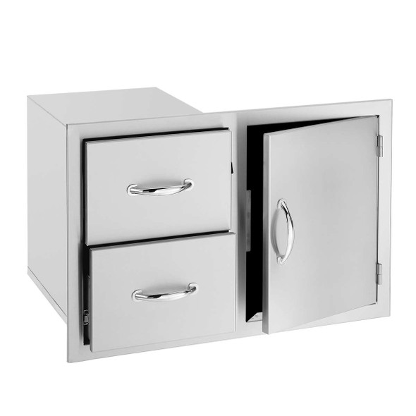 Lion 33-Inch Access Door & Double Drawer Combo with Towel Rack