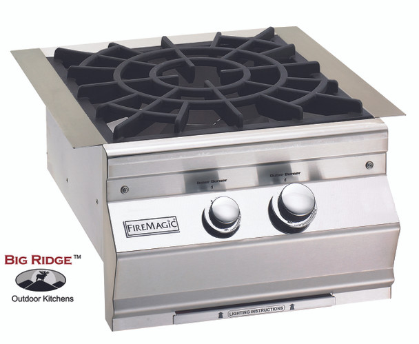 Fire Magic 19-7B2N(P)-0 Aurora Built-In Power Burner Featuring Cast Brass Burner and Porcelain Cast Iron Grid