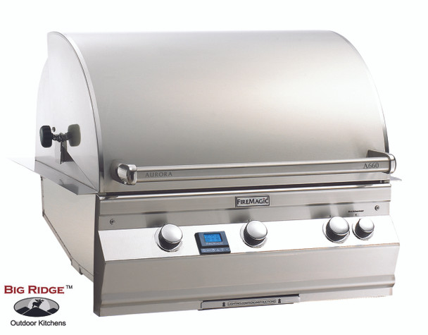 Fire Magic A660i-8LAN(P) Aurora Built In Grill With Rotisserie Back Burner & Grill Light