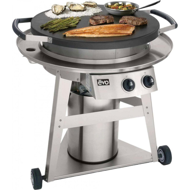 Evo 10-0002-LP  Or 10-0002-NG Professional Classic Wheeled Cart Flattop Propane Or Natural Gas Grill 