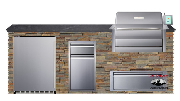 Right Grill w/ American Mist Polished granite counter & Gold Rush stone sides