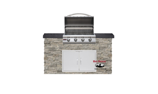 Standard Appliances w/ American Mist Polished granite counter & Silver Travertine stone sides