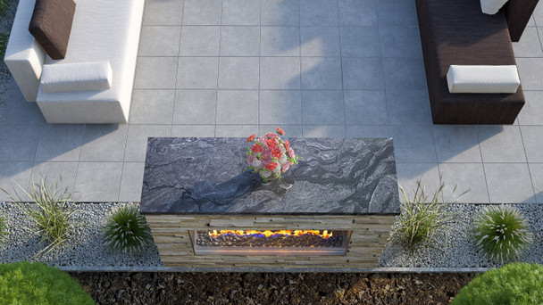 Luxury Linear Outdoor See Through Fireplace Fully Finished