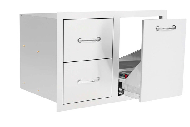 TrueFlame 33-Inch 2-Drawer & Vented LP Tank Pullout Drawer Combo (TF-DC2-33LP)