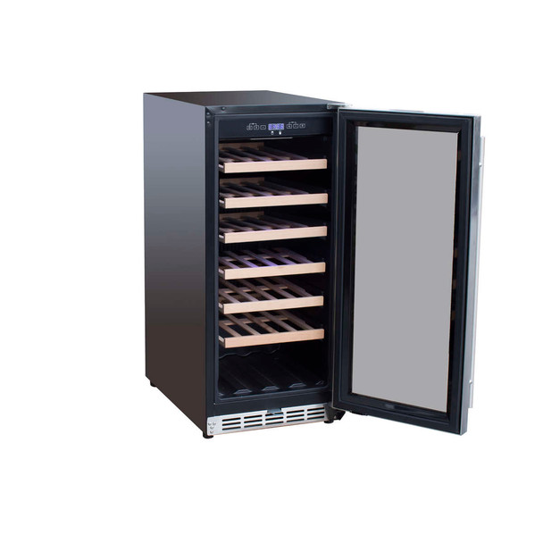 TrueFlame 15-Inch 3.2 Cu. Ft. Outdoor Rated Wine Cooler in Stainless Steel (TF-RFR-15W)