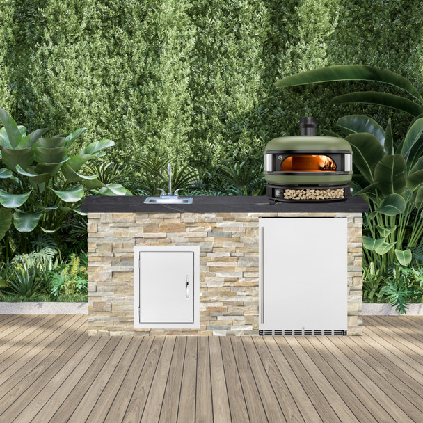 American Black Polished Granite & Golden Honey Stone With Optional Gozney Olive Pizza Oven