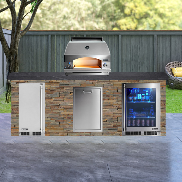 American Black Polished Granite & Gold Rush Stone With Napoli Outdoor Oven