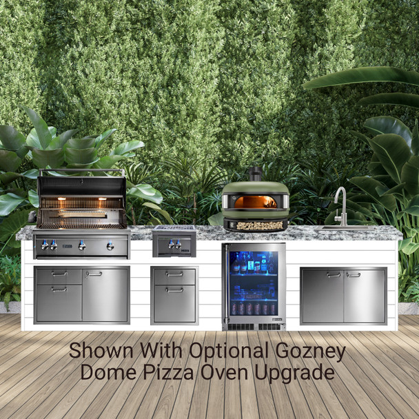 Silver Cloud Polished Granite & Canvas White Steel w/ optional Gozney Dome pizza oven upgrade