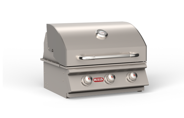 Bull Steer 30-Inch 3-Burner Built-In Natural Gas or Propane Gas Grill 