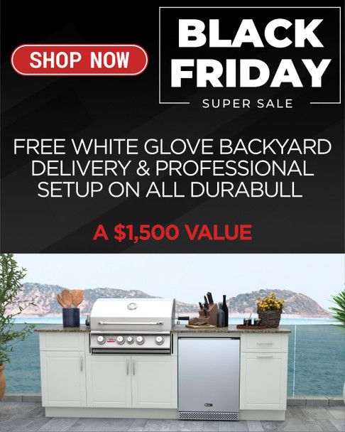 DuraKitchen 10-Foot Charleston Kitchen Charcoal Base With Midnight Black Granite NG or LP