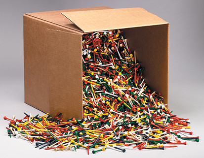 2 1/8" Bulk Tees, 20,000 Per Box, Natural, Mixed or White, $17.85 per 1,000