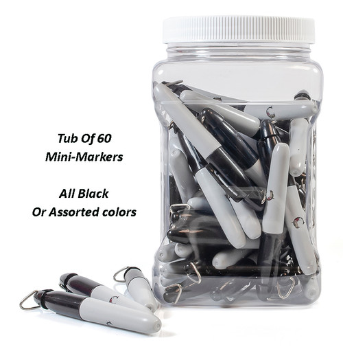 Mini-Markers, Tub Of 60, Logoed, All Black Or Assorted Colors