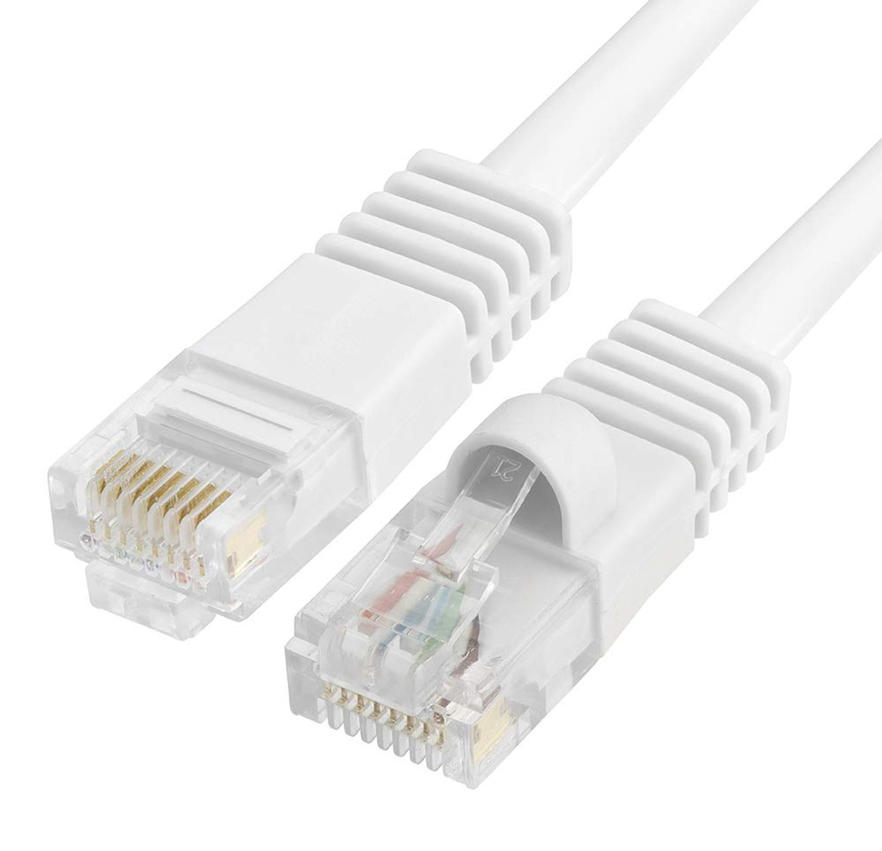 Cat5e Network Ethernet Cable - Computer LAN Cable 1Gbps - 350 MHz, Gold Plated RJ45 Connectors - 15 Feet White