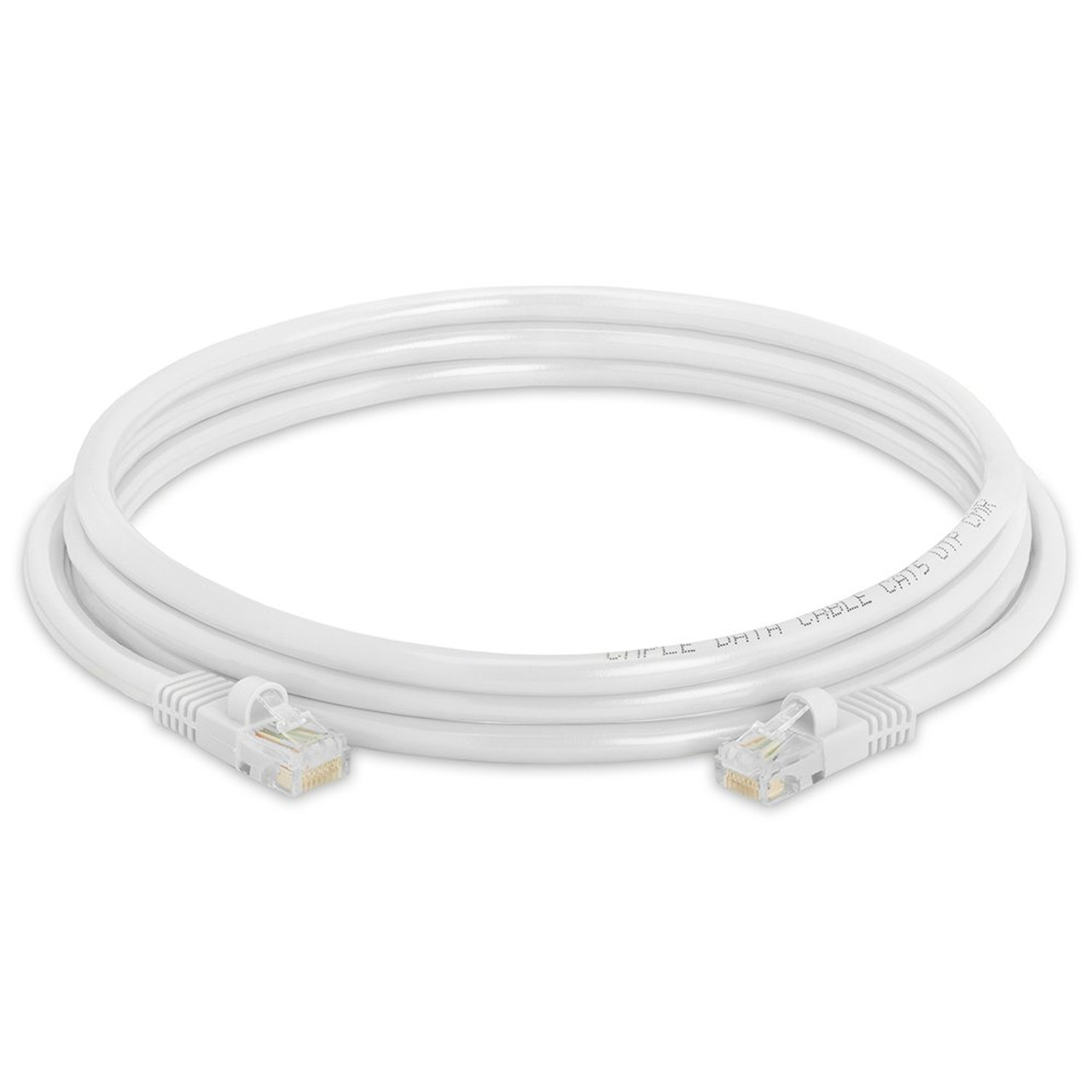 Cat5e Network Ethernet Cable - Computer LAN Cable 1Gbps - 350 MHz, Gold Plated RJ45 Connectors - 7 Feet White