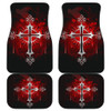 Silver cross in Red Car Floor Mats