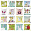 Happy Easter Decorations For Home Bunny Easter Eggs Polyester Pillowcase 45*45Cm Party Decorations Easter Rabbit Decor Gift