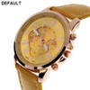 New Women's Fashion Geneva Roman Numerals Faux Leather Analog Quartz Wrist Watch - Beige