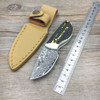 Copper+ antlers handle Damascus steel blade Camping knife Survival Hunting knives with leather sheath knives fixed EDC knife