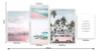 Nordic Style Beach and Ocean Landscape Pink Bus Art Canvas Set