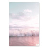Nordic Style Beach and Ocean Landscape Pink Bus Art Canvas Set