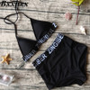 Letter Bandage Bikini Set Padded Swimsuit