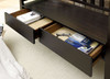 Slatted Pattern Wooden Bench With 2 Under Seat Drawers In Walnut Brown