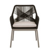 Rope Weave Design Outdoor Dining Chair With One Loose Cushion, Multi, Set Of Two