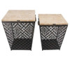 Metal Side Table with Storage, Set of 2, Black