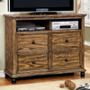 Industrial Design Wooden Media Chest, Dark Oak Brown Industrial Design Wooden Media Chest, Dark Oak Brown