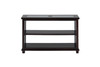 Glass Inserted Wooden Sofa/Media Table with 2 Shelves, Dark Brown