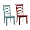 Giselle Transitional Side Chair Set Of 2, Red & Blue