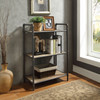 Four-Tier Metal Bookshelf With Wooden Shelves, Oak Brown & Gray