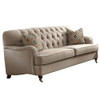 Fabric Upholstered Sofa with 2 Pillows, Beige