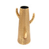 Decorative Cactus Shaped Iron Vase with Textured Surface, Small, Gold
