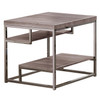 Contemporary Style Wooden Metallic End Table With Two Shelves, Gray Contemporary Style Wooden Metallic End Table With Two Shelves, Gray