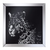 Contemporary Style Wall Mirror With Image Of Leopard, Clear And Black