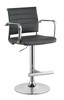 Contemporary Style Leatherette Padded Bar Stool With Arms, Gray & Silver