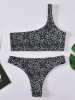 Asymmetric One-Shoulder Polka-Dot Split Bikini Swimsuit