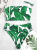 Zipper Printed Strapless Bikini Swimsuit